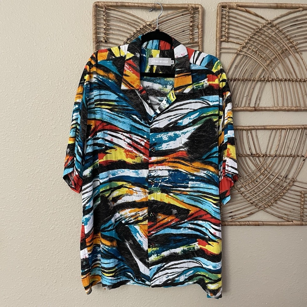 Jams World Blackjack Aloha Hawaiian Shirt Colorful Art To Wear Men's Sz XL B2‎